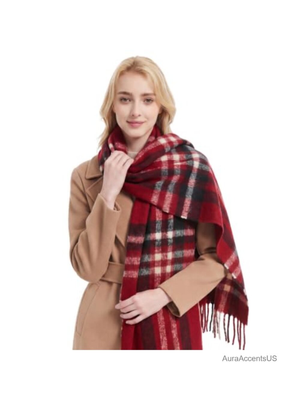Chunky Cashmere Feel Wool Blend Fringe Scarf Wrap Shawl